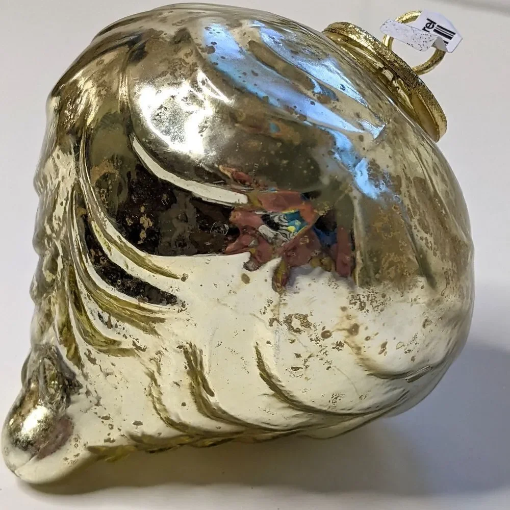Crate&Barrel Gold Mercury Glass Christmas Ornament
